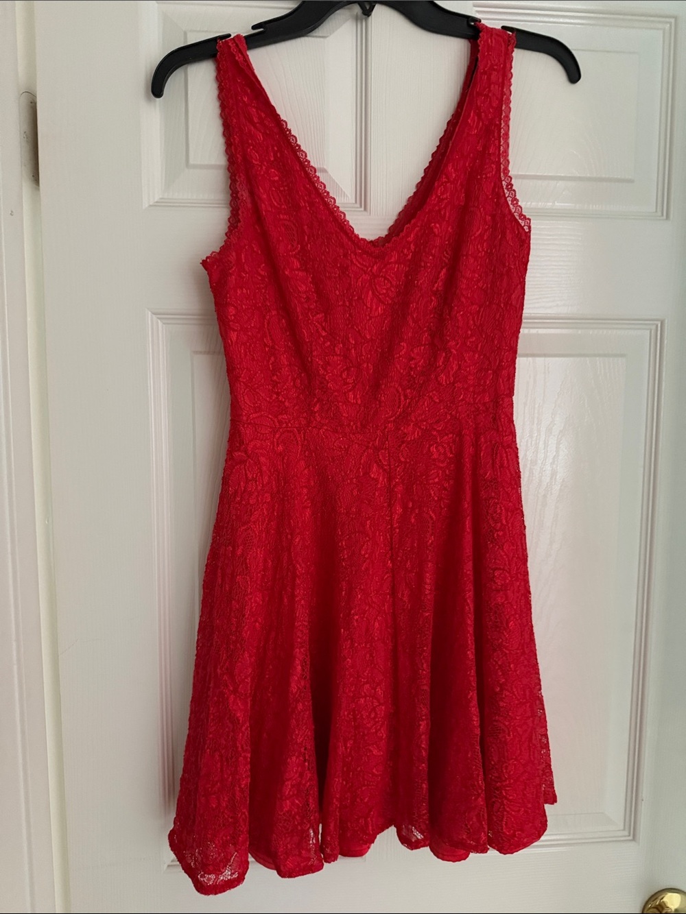 Express Red Lace V-Neck Sleeveless Mini Dress